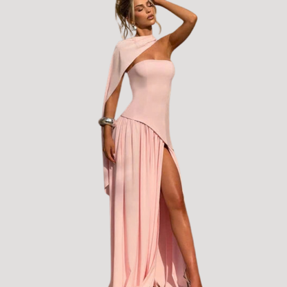 Strapless Pleated Maxi Dress