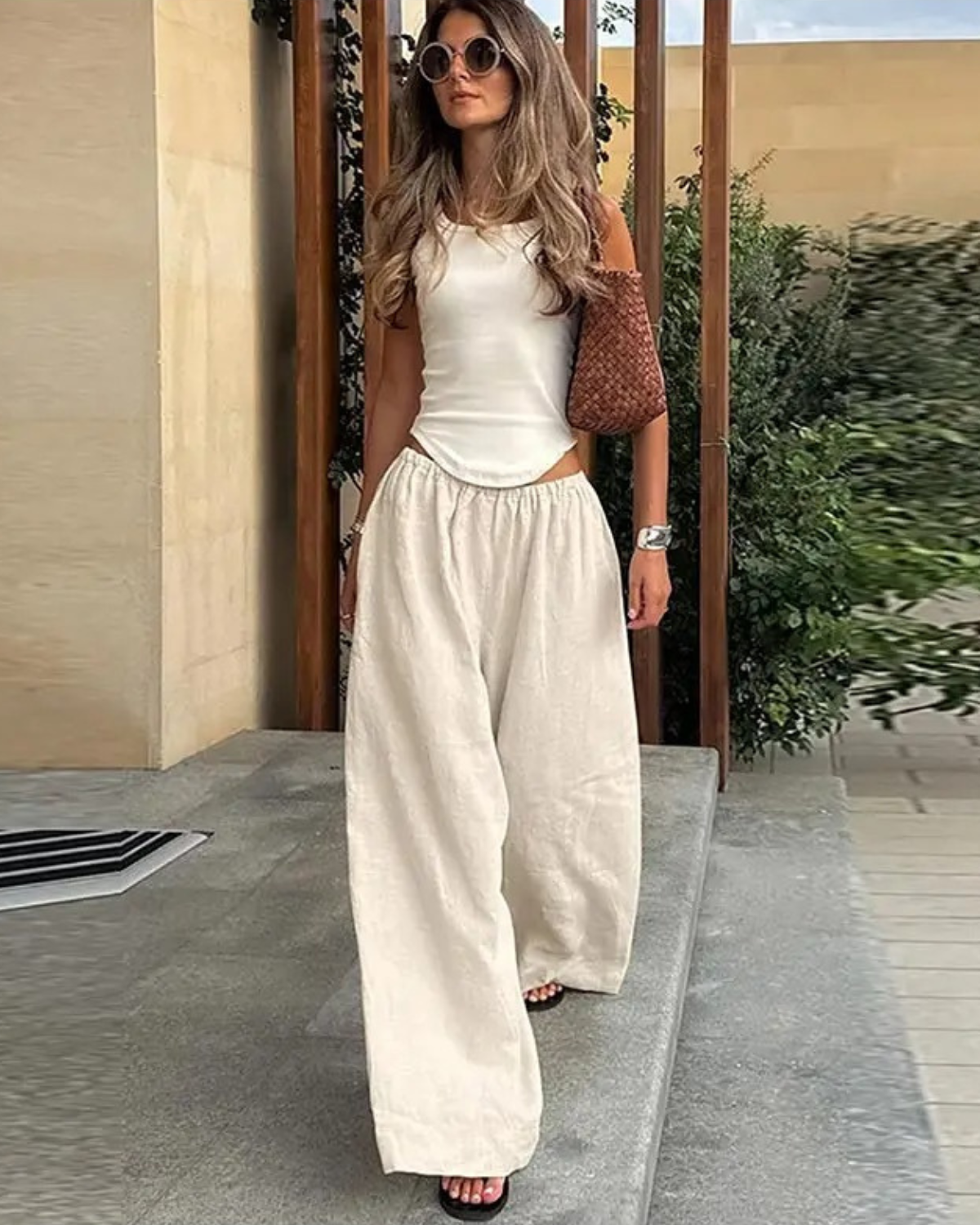 Wide Leg Linen Trousers