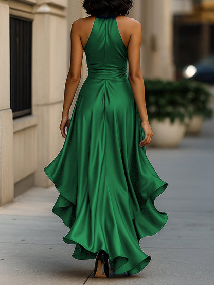 Elegance Satin Halter Gown