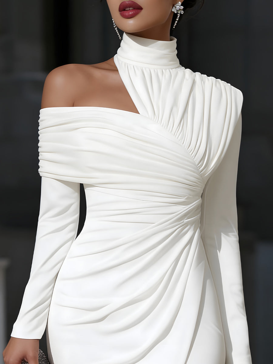 Glamorous Draped High-Neck Gown