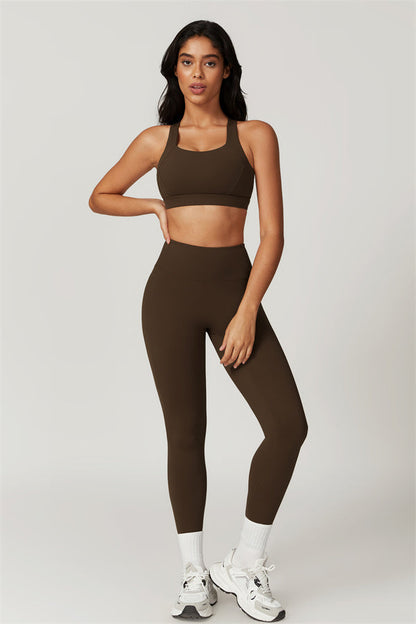 Back Sports Bra & High-Waist Leggings Set