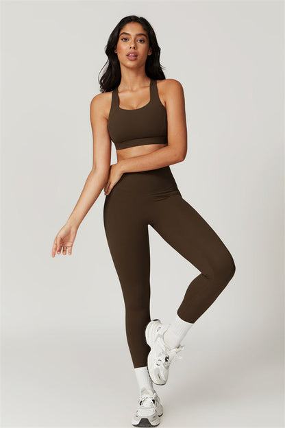 Back Sports Bra & High-Waist Leggings Set