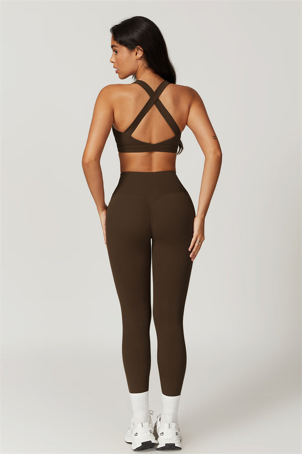 Back Sports Bra & High-Waist Leggings Set