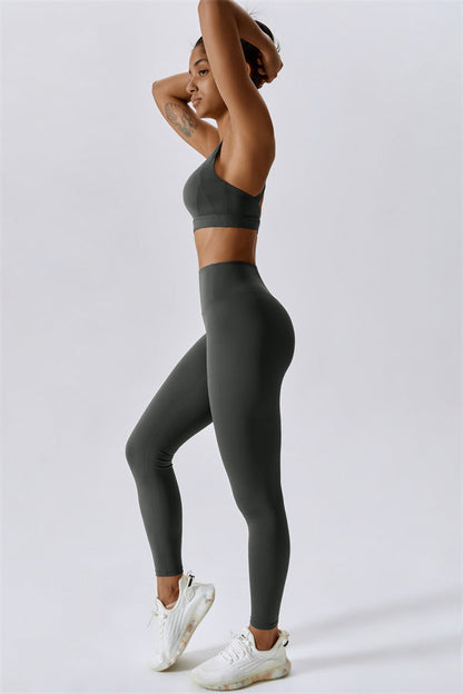 Back Sports Bra & High-Waist Leggings Set