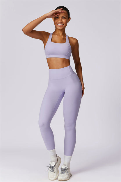 Back Sports Bra & High-Waist Leggings Set