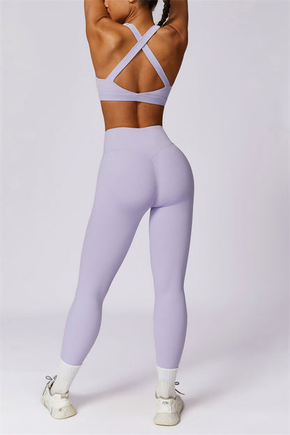 Back Sports Bra & High-Waist Leggings Set