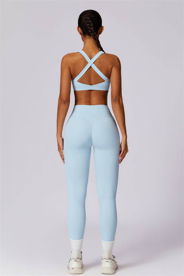 Back Sports Bra & High-Waist Leggings Set