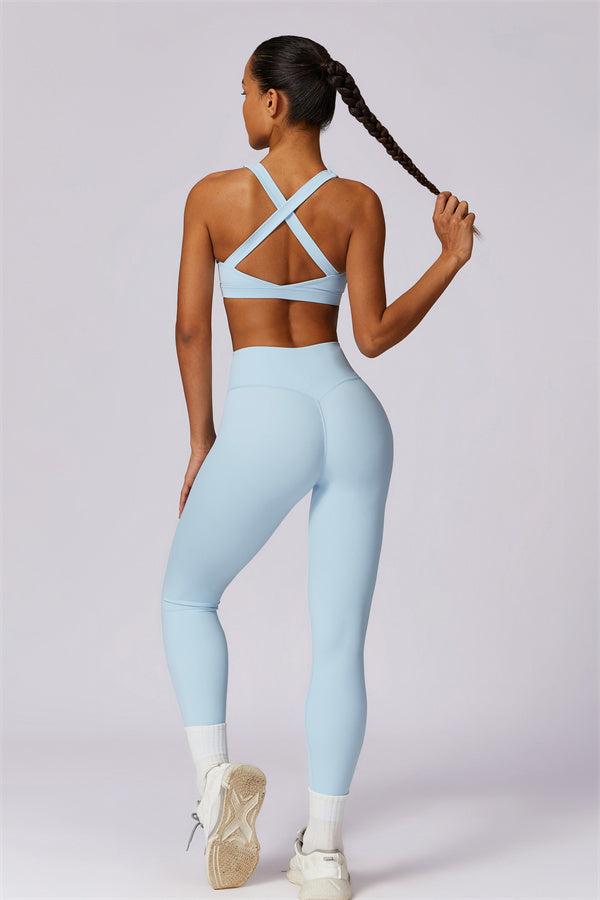 Back Sports Bra & High-Waist Leggings Set