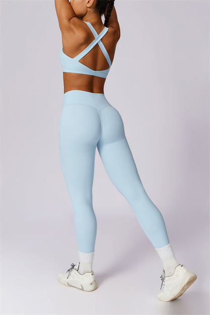 Back Sports Bra & High-Waist Leggings Set