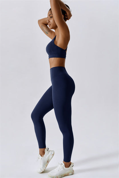 Back Sports Bra & High-Waist Leggings Set