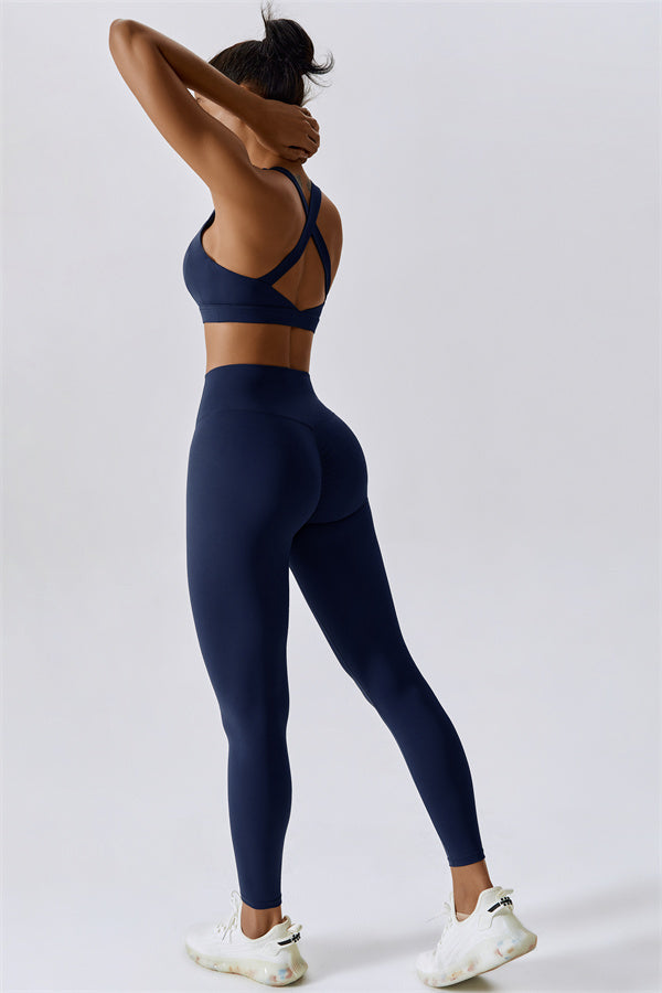 Back Sports Bra & High-Waist Leggings Set