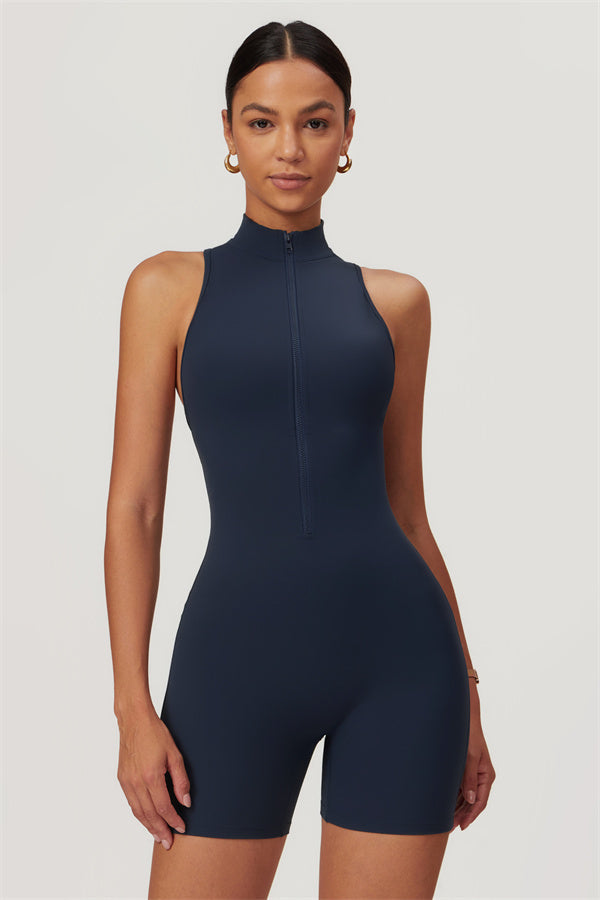Stand-Up Collar Cutout Jumpsuit