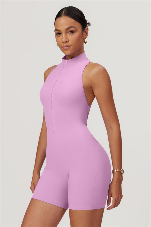 Stand-Up Collar Cutout Jumpsuit