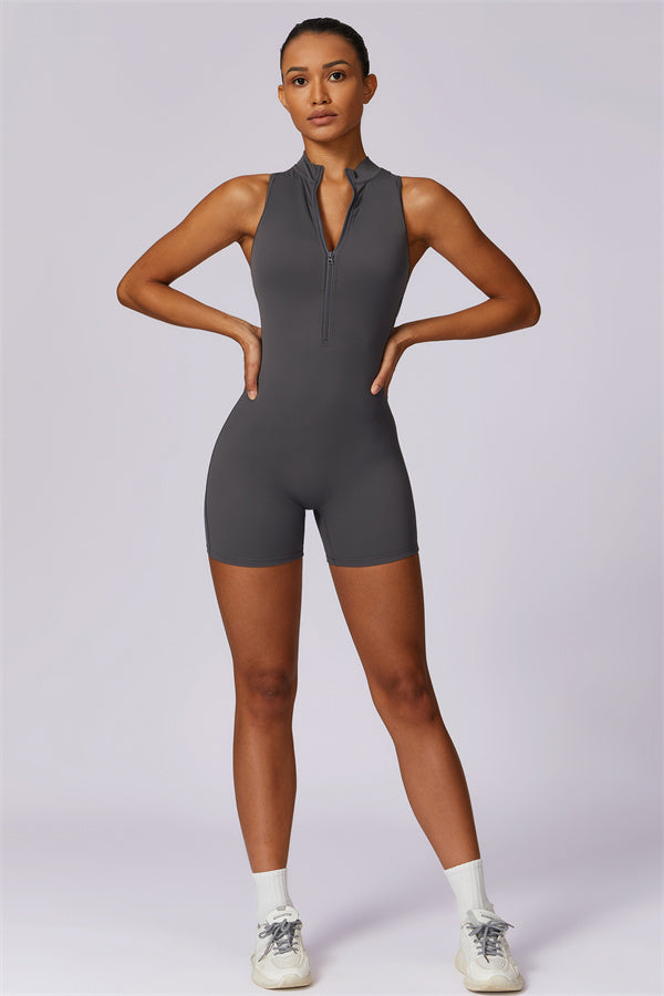 Stand-Up Collar Cutout Jumpsuit