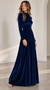 Albane Long-Sleeve Velvet A-Line Midi Dress