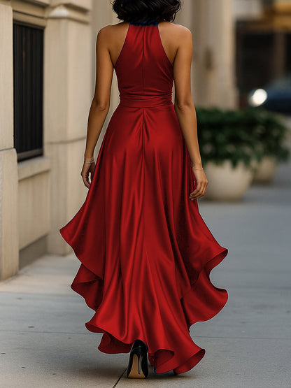 Elegance Satin Halter Gown