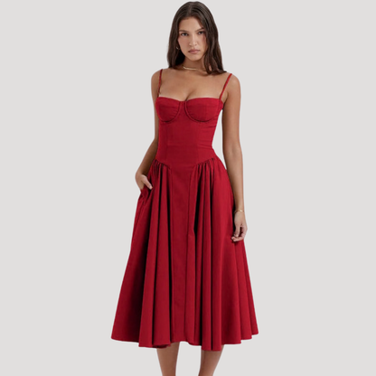 Corset Bodice Midi Dress