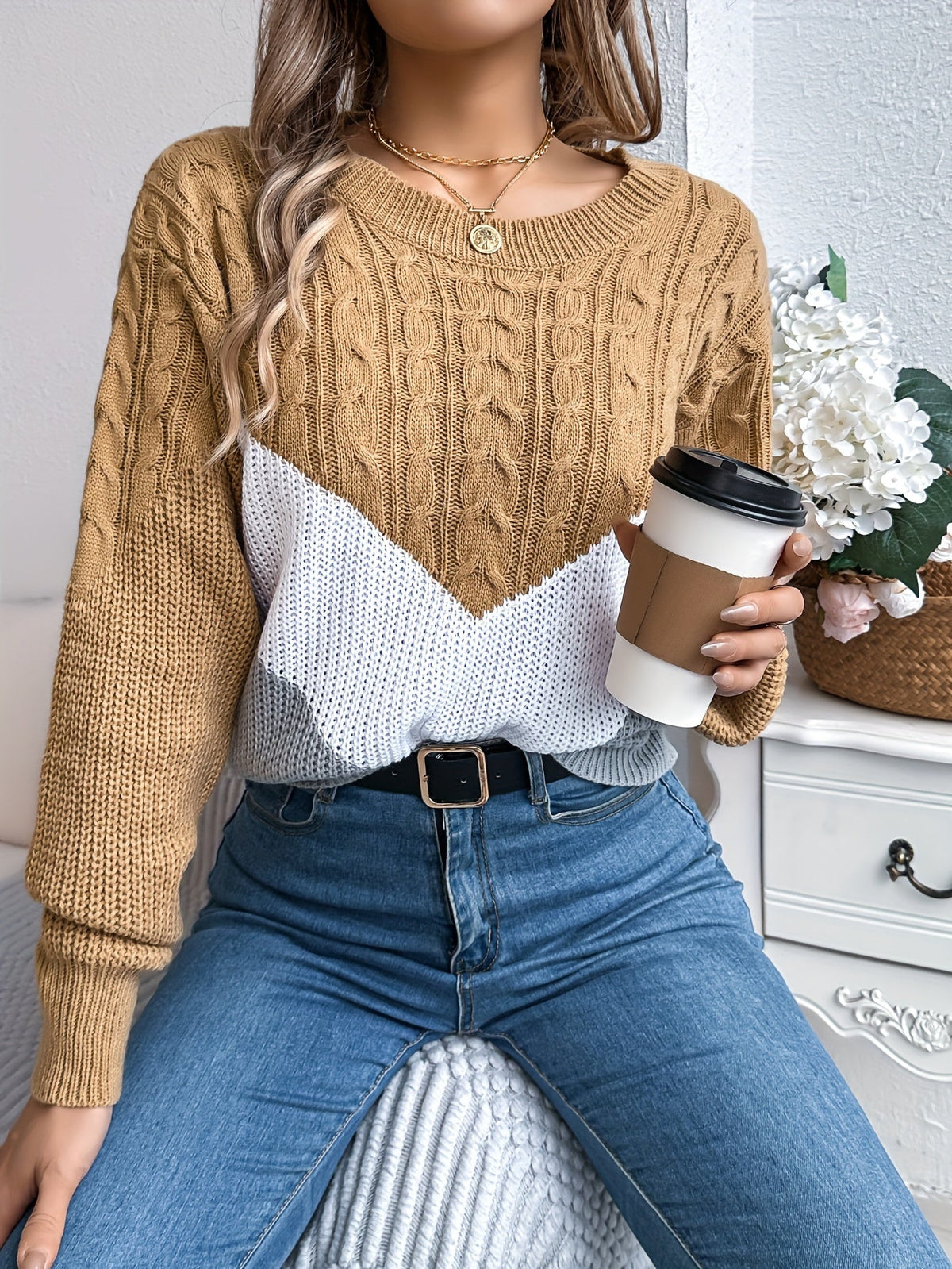 Noreen Colour-Block Knit Sweater