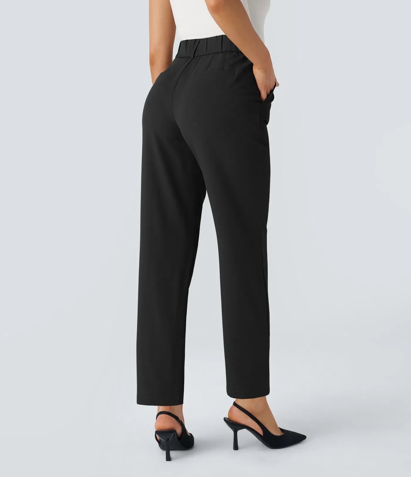 stretchy high-waisted pants