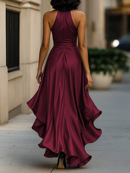 Elegance Satin Halter Gown