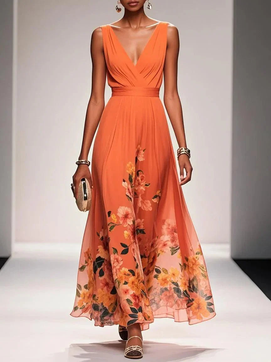 Floral Chiffon Maxi Dress