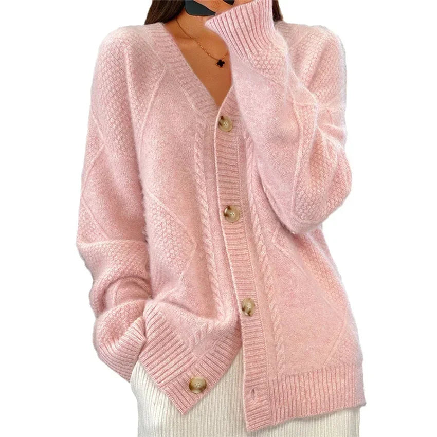 Lena Cardigan Femme – Gilet Doux à Boutons & Manches Longues Élégantes
