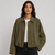 Faux Suede Bomber Jacket with Collar