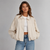 Faux Suede Bomber Jacket with Collar