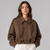Faux Suede Bomber Jacket with Collar