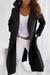 Chic Long Open Front Wool Coat with Wide Collar