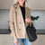 Double Breasted Blazer with Ribbed Knit Sleeves