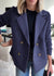 Double Breasted Blazer with Ribbed Knit Sleeves