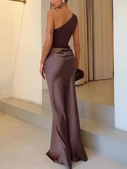 Elegant One-Shoulder Maxi Dress