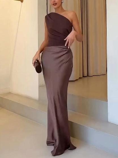Elegant One-Shoulder Maxi Dress