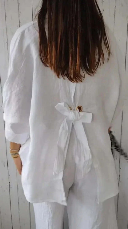 Linen Blouse with Long Sleeves
