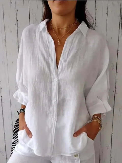 Linen Blouse with Long Sleeves