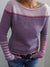 Fine Knit Sweater with Contrast Shoulder Panel and Striped Cuffs