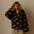 Oversized Floral Teddy Fleece Jacket with Half Zip
