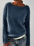 Fluffy Knit Sweater with Wide Round Neckline