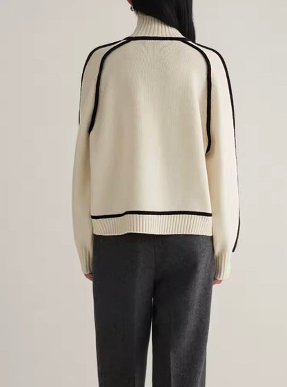 Block Pattern Turtleneck Sweater