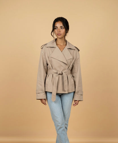 Belted Short Trench Coat