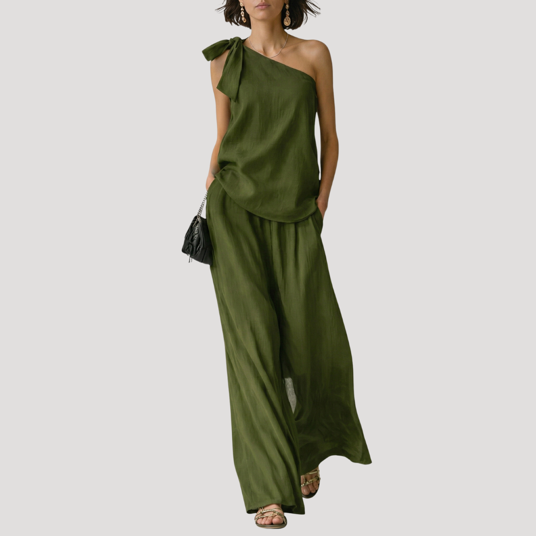 One Shoulder Co Ord Trouser Set