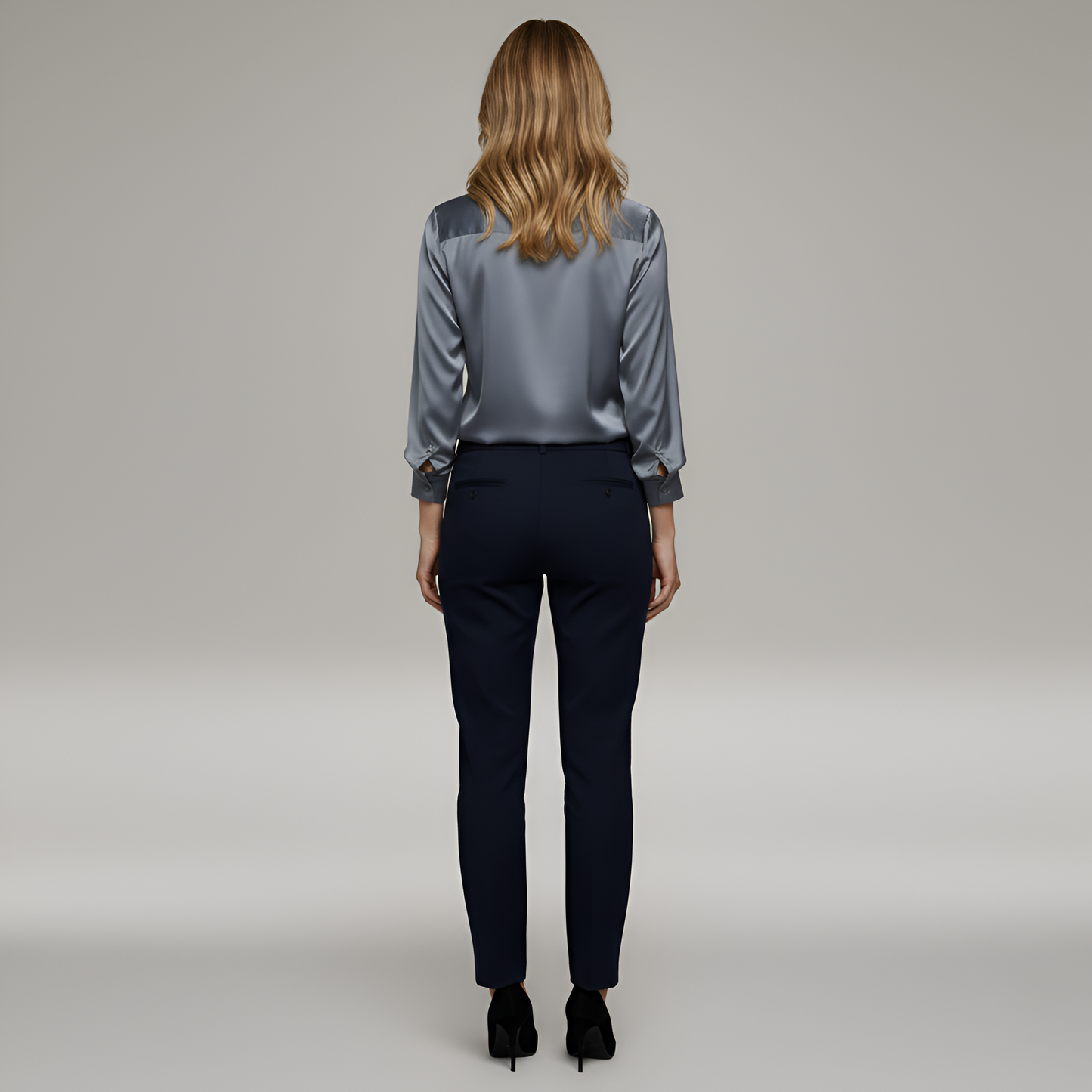 Fashion satin blouse with V-neck