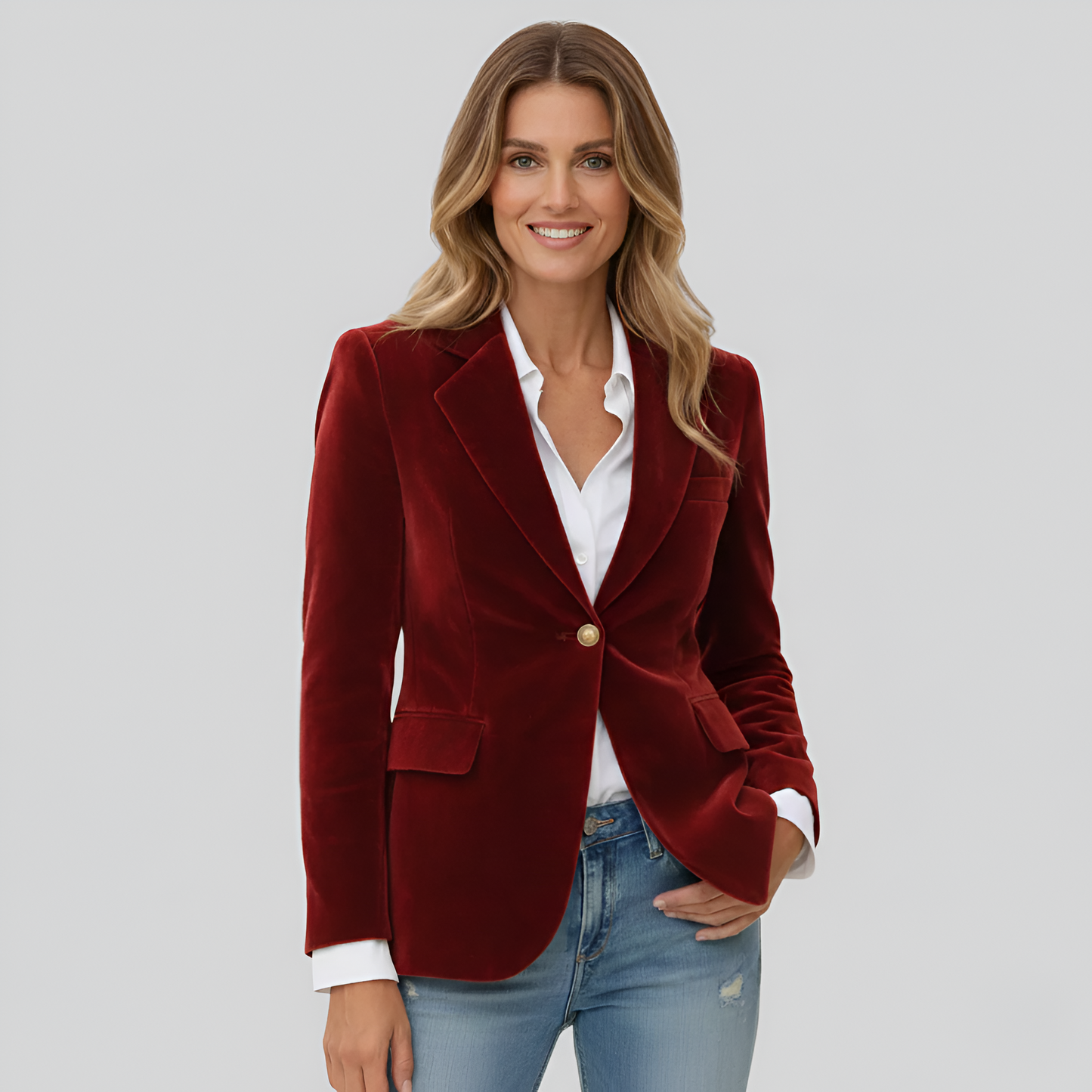 Velvet Blazer with a Single Button