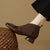 Heeled Leather Ankle Boots with Knit Panel and Square Toe