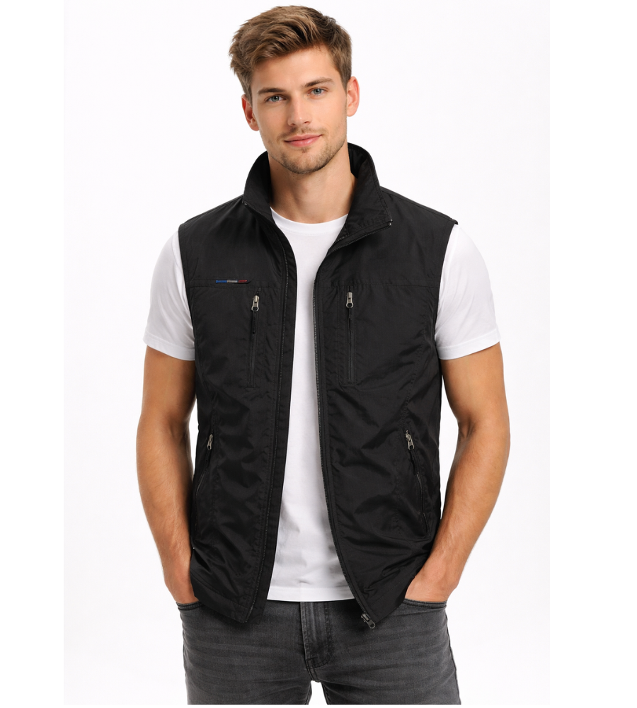 Bodywarmer Zipper Stand-Up Collar Outdoor Vest