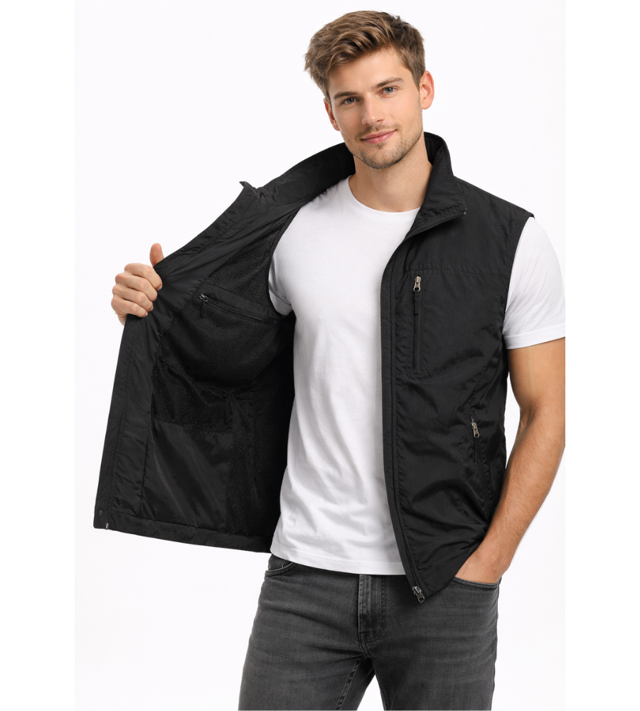 Bodywarmer Zipper Stand-Up Collar Outdoor Vest