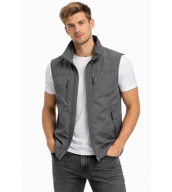 Bodywarmer Zipper Stand-Up Collar Outdoor Vest