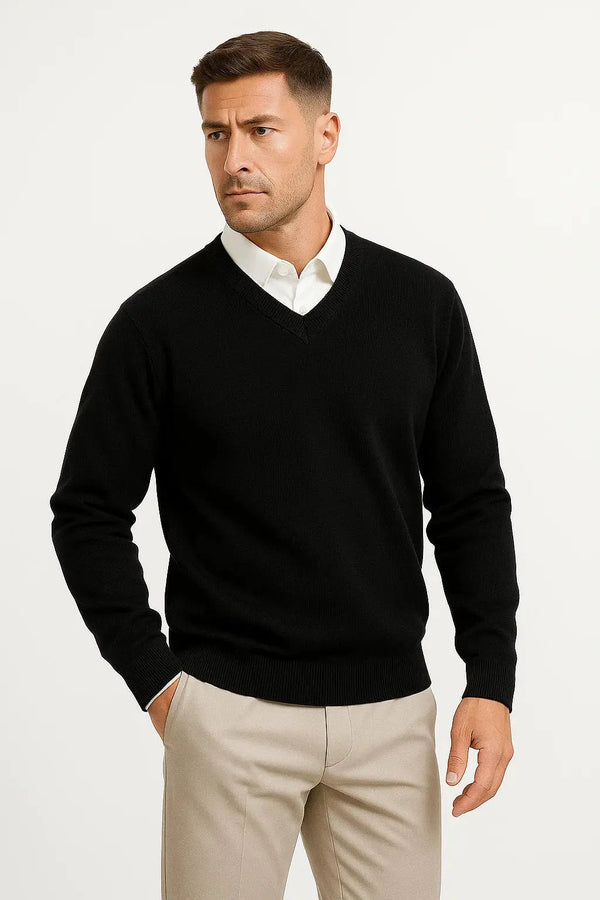 Pullover V-Neck Slim Fit Elegant Casual Wear