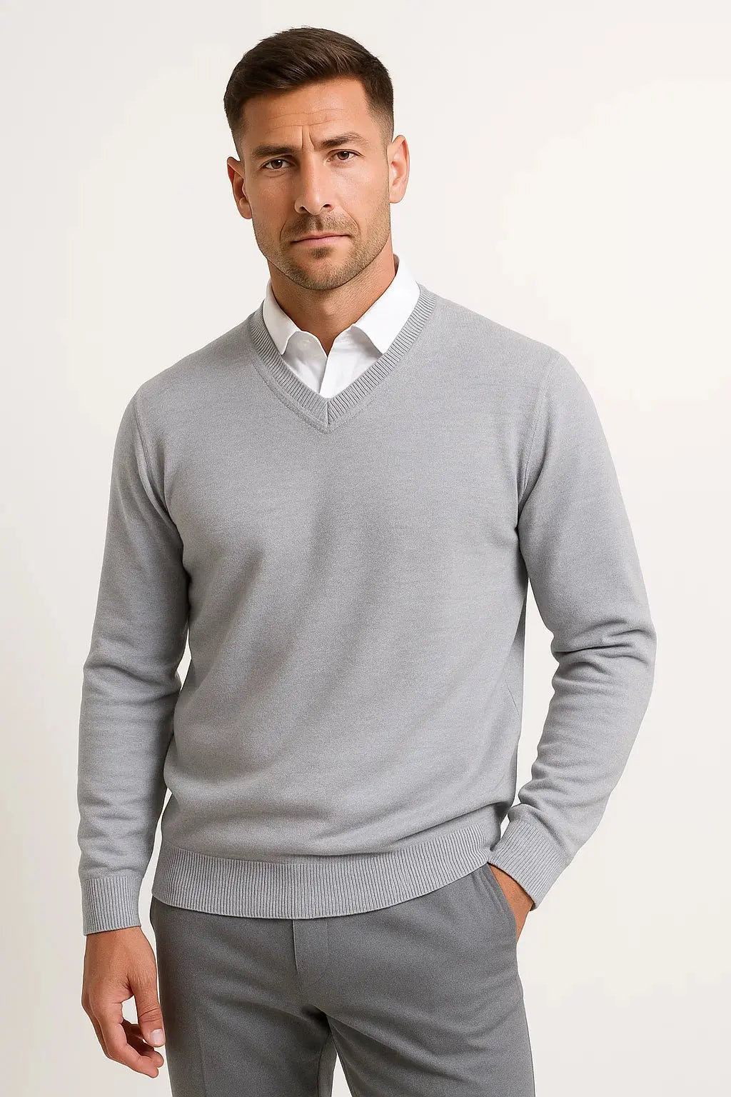Pullover V-Neck Slim Fit Elegant Casual Wear